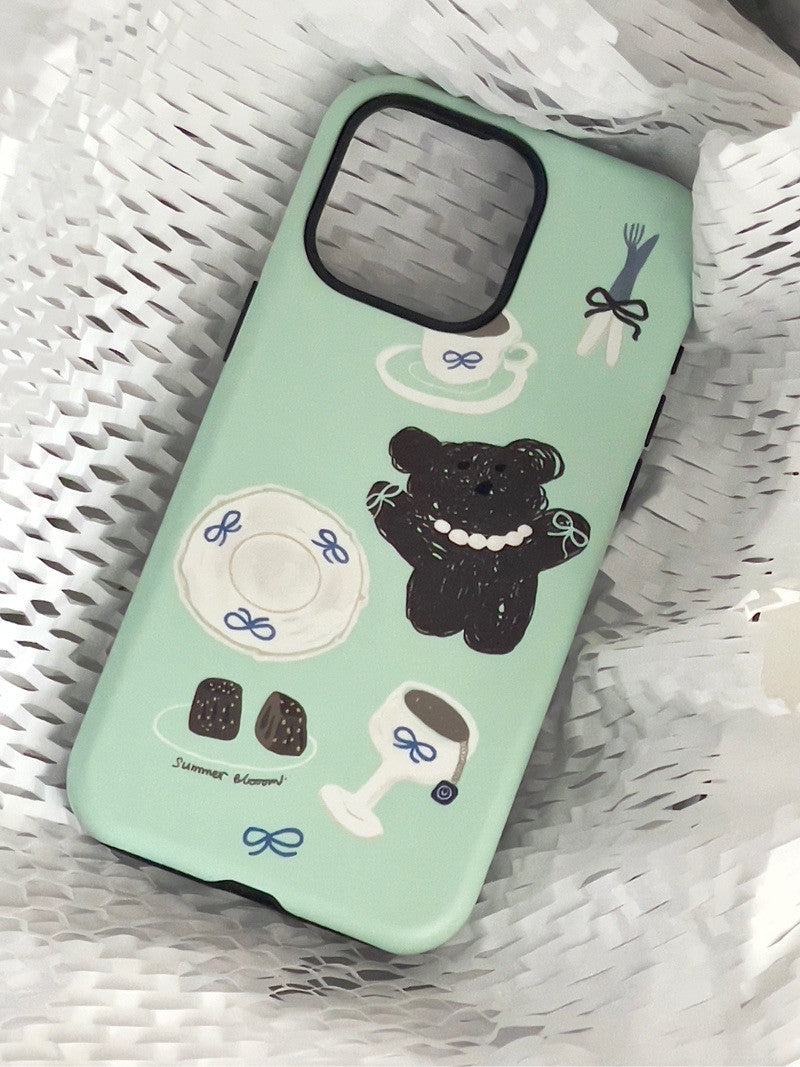Mint Bear Printed Phone Case