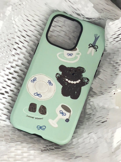 Mint Bear Printed Phone Case