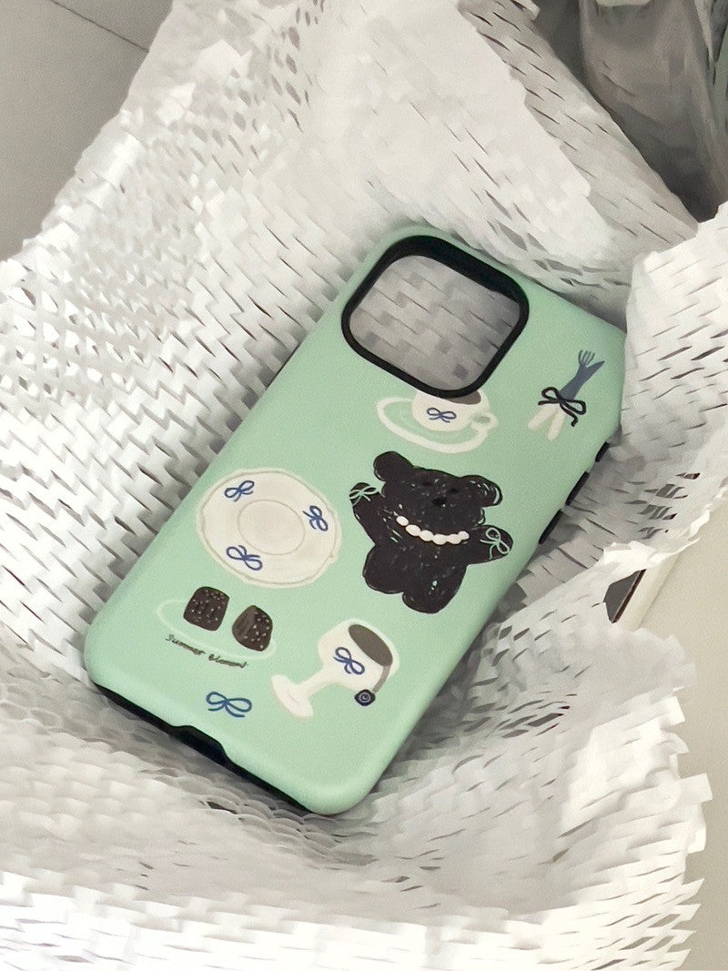 Mint Bear Printed Phone Case