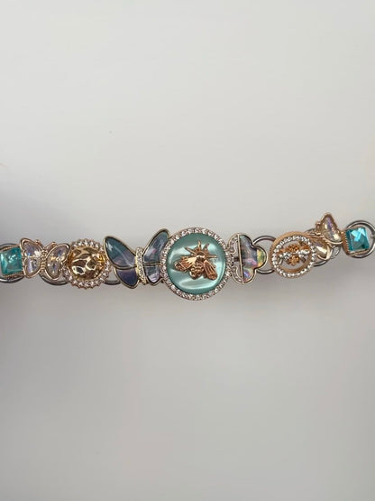 Mint Blue Bee Button Choker