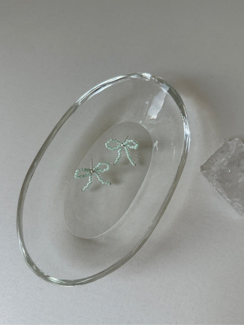 Mint Bow Beaded Necklace
