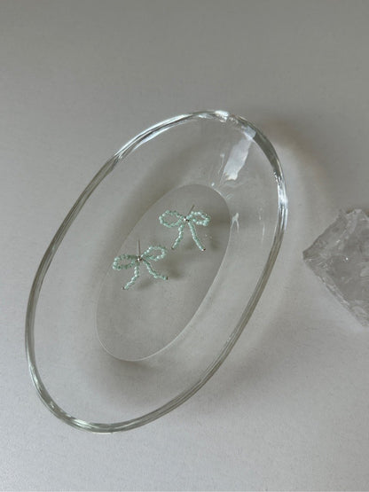 Mint Bow Beaded Necklace