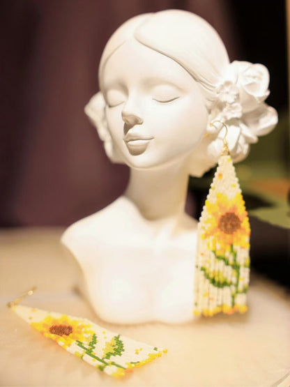 Monet's Garden Sunflowers MIYUKI Beaded Earrings