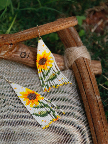 Monet's Garden Sunflowers MIYUKI Beaded Earrings