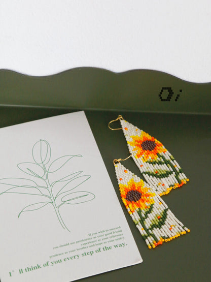 Monet's Garden Sunflowers MIYUKI Beaded Earrings