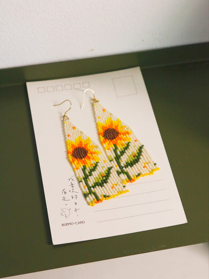 Monet's Garden Sunflowers MIYUKI Beaded Earrings