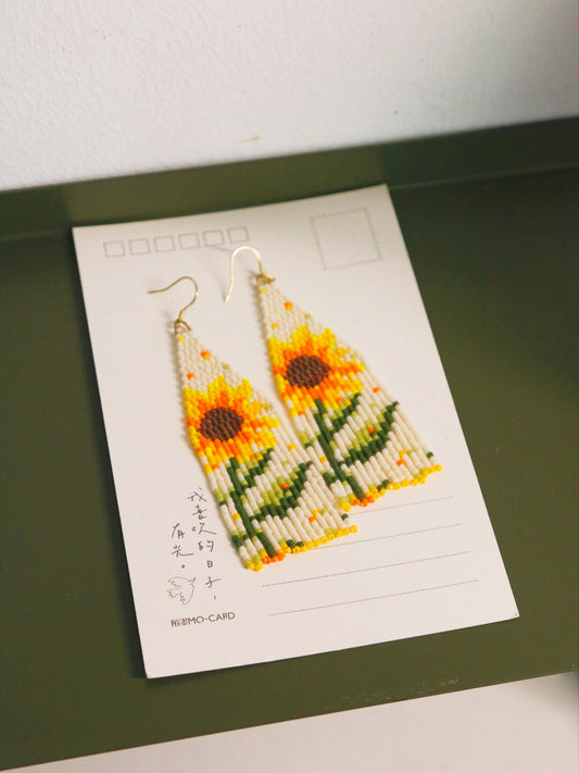 Monet's Garden Sunflowers MIYUKI Beaded Earrings