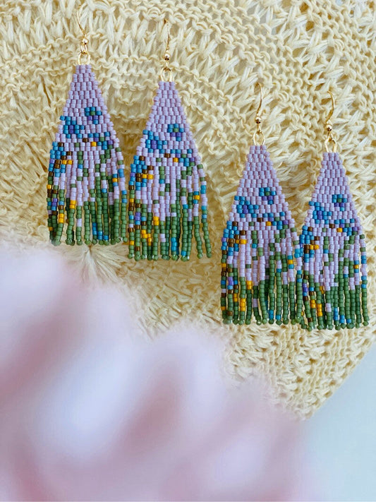 Monet's Irises MIYUKI Beaded Earrings
