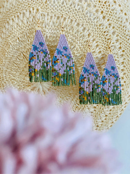 Monet's Irises MIYUKI Beaded Earrings
