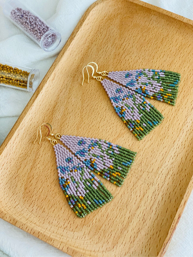 Monet's Irises MIYUKI Beaded Earrings