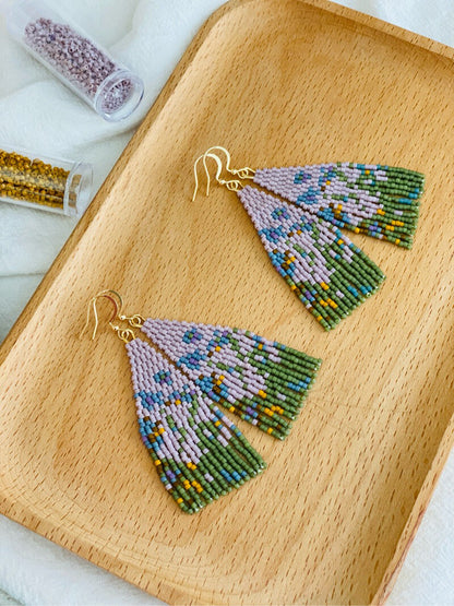 Monet's Irises MIYUKI Beaded Earrings
