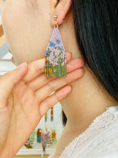 Monet's Irises MIYUKI Beaded Earrings