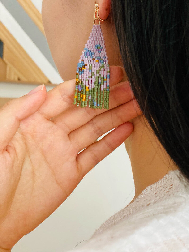 Monet's Irises MIYUKI Beaded Earrings