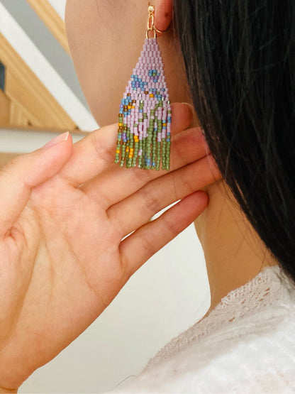 Monet's Irises MIYUKI Beaded Earrings