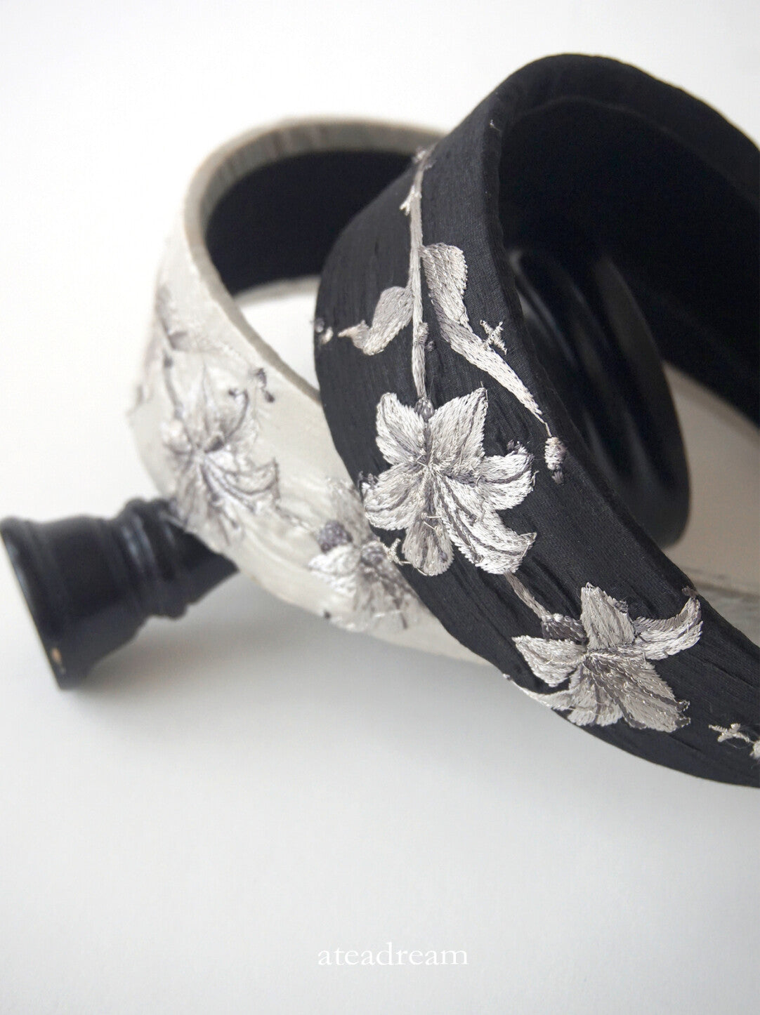 Moonlight Lily Embroidered Wide Headband