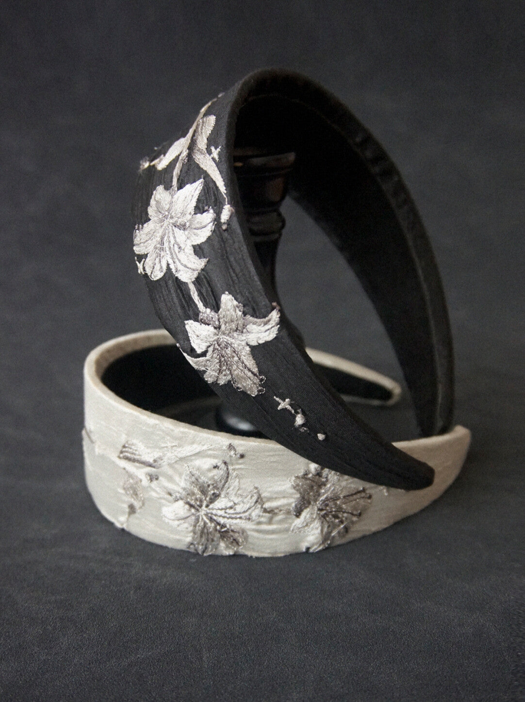 Moonlight Lily Embroidered Wide Headband