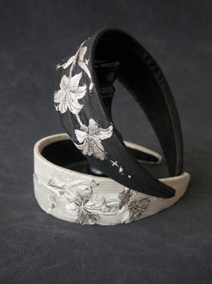 Moonlight Lily Embroidered Wide Headband
