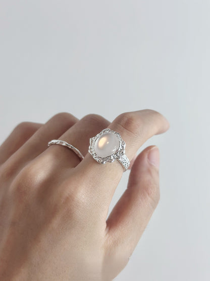 Moonstone Silver Open-end Ring