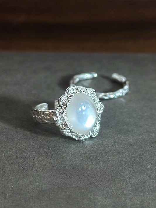 Moonstone Silver Open-end Ring