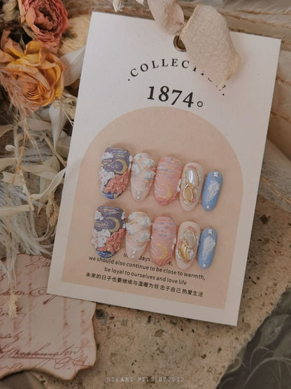 Morning Light Textured Art Press On Nails Set