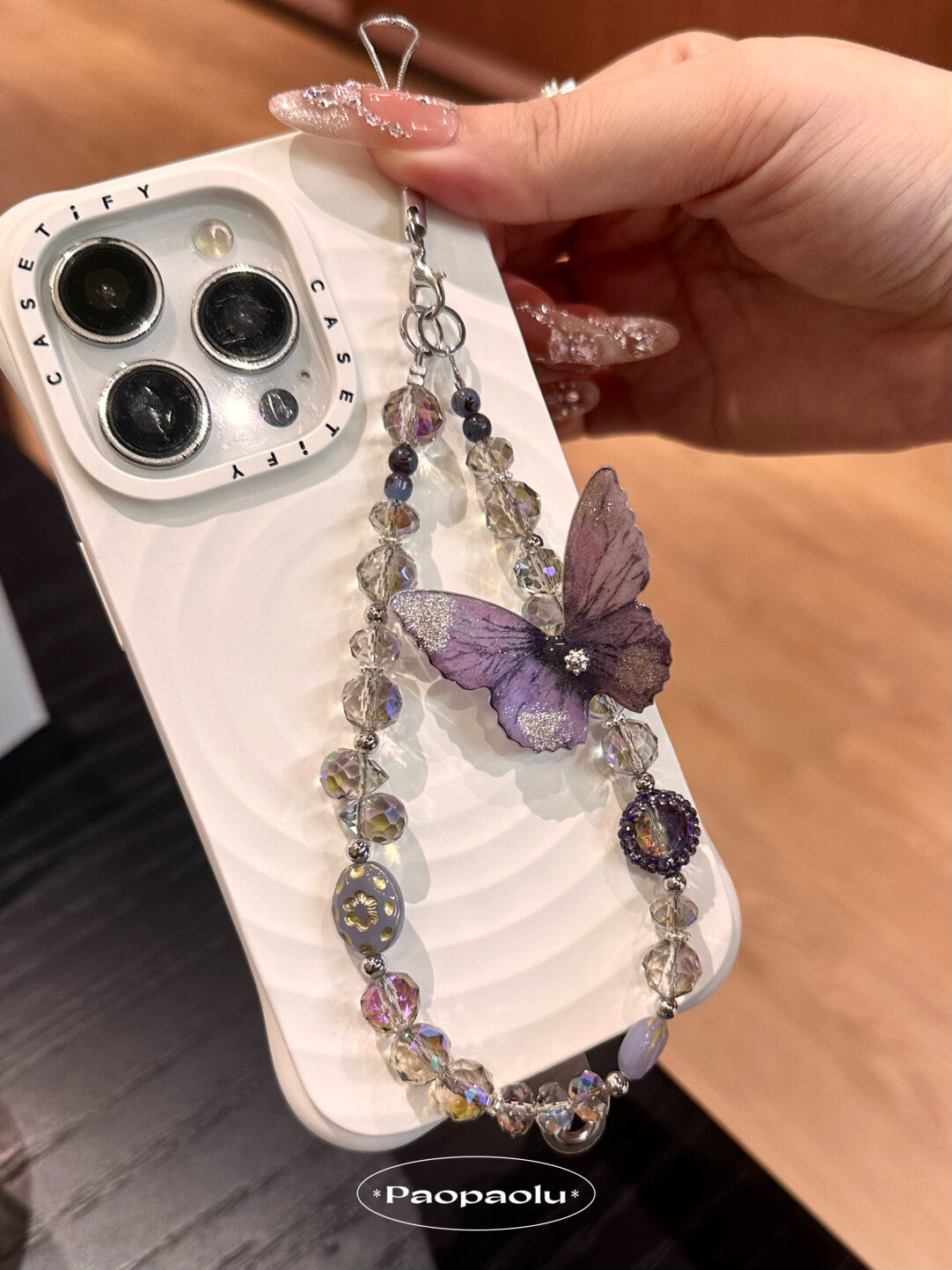 Mystic Purple Butterfly Sparkling Beaded Phone Charm