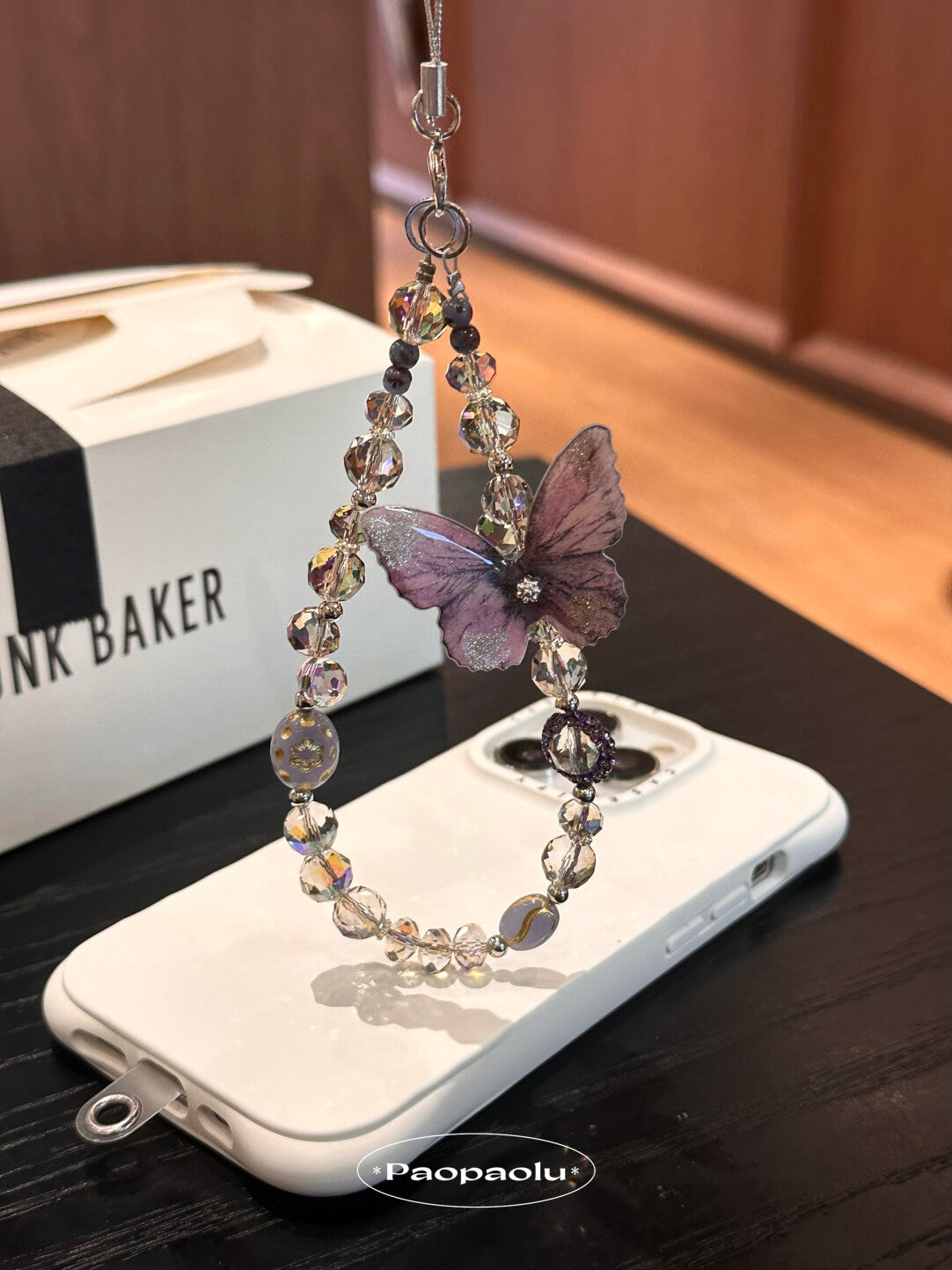 Mystic Purple Butterfly Sparkling Beaded Phone Charm