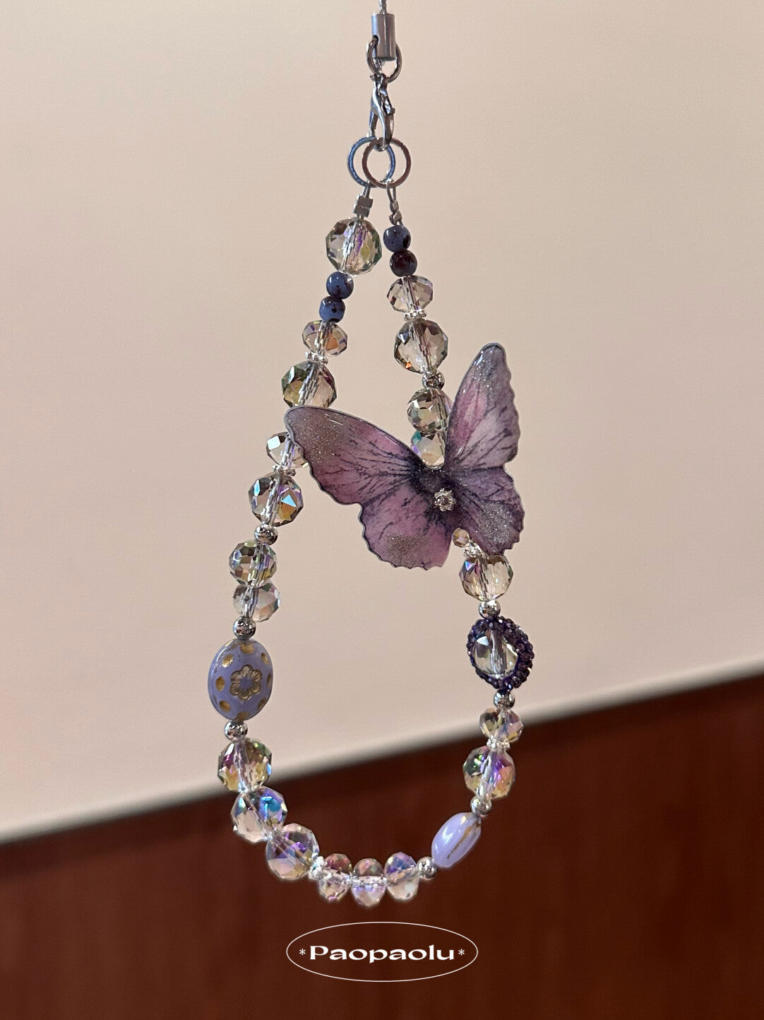 Mystic Purple Butterfly Sparkling Beaded Phone Charm