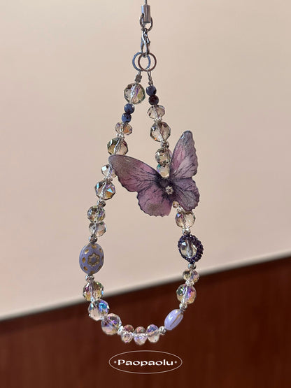 Mystic Purple Butterfly Sparkling Beaded Phone Charm