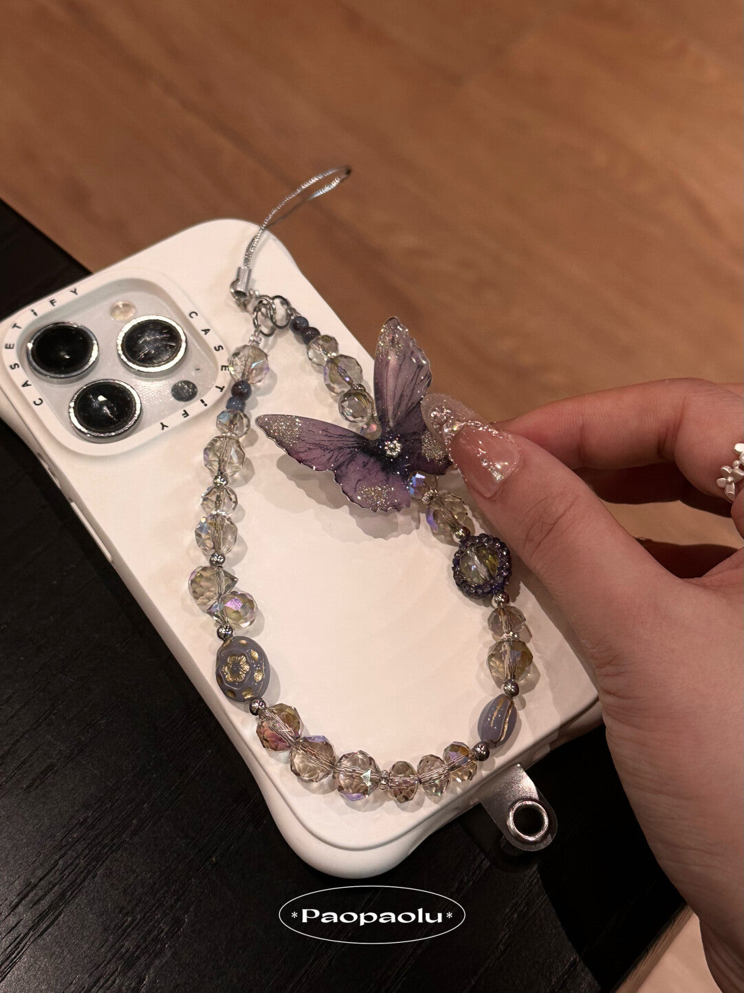 Mystic Purple Butterfly Sparkling Beaded Phone Charm