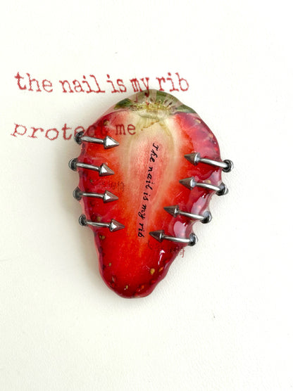 “Nails Are My Ribs” Strawberry Resin Necklace | Necklace | Three Fleas