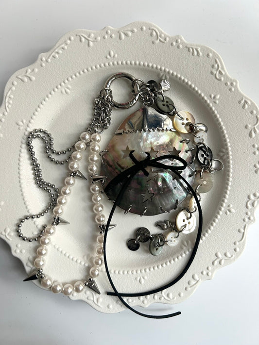 Natural Shell Beaded Chain Bag Charm