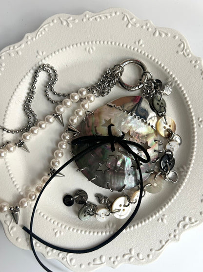 Natural Shell Beaded Chain Bag Charm