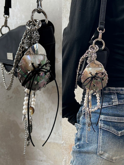 Natural Shell Beaded Chain Bag Charm
