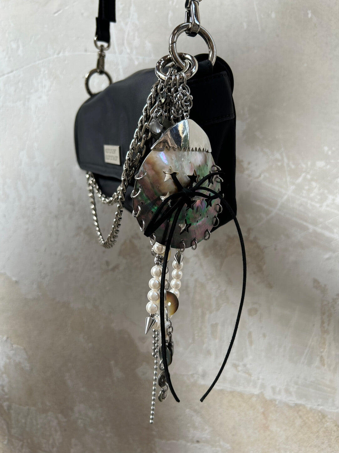 Natural Shell Beaded Chain Bag Charm