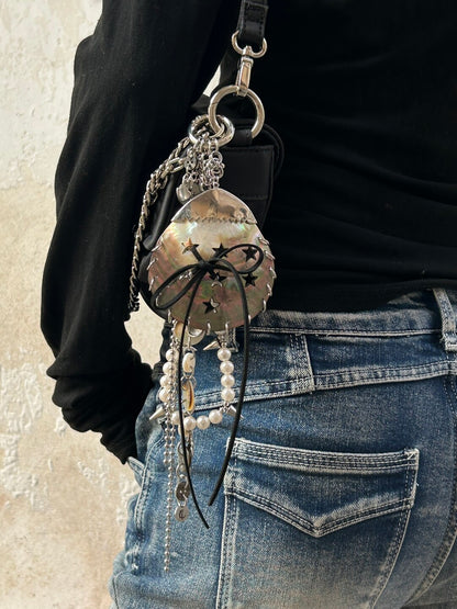 Natural Shell Beaded Chain Bag Charm