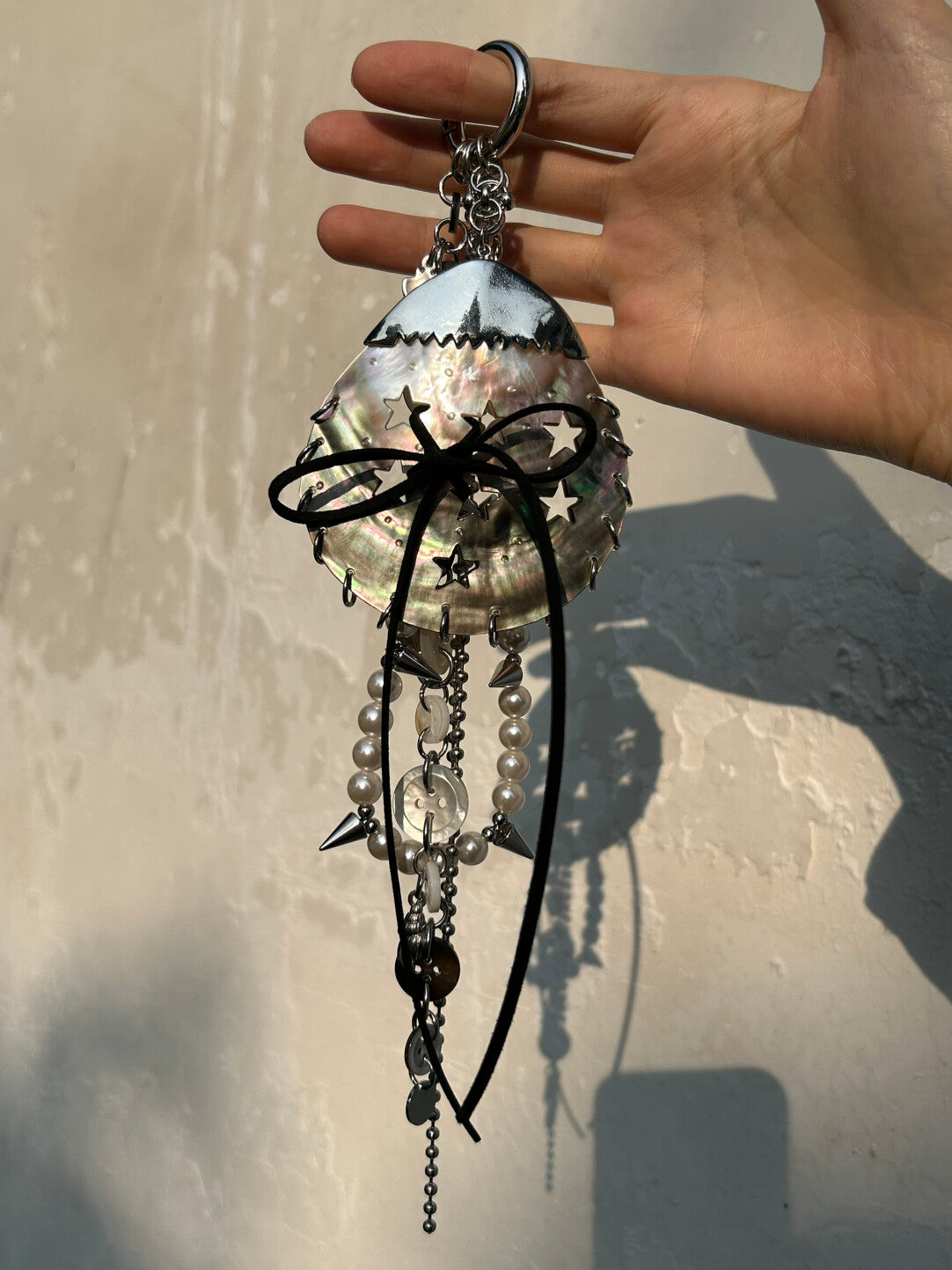 Natural Shell Beaded Chain Bag Charm