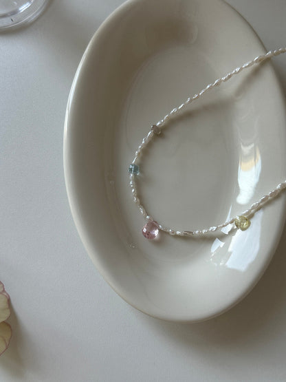 Natural Stone Pearl Colorful Necklace