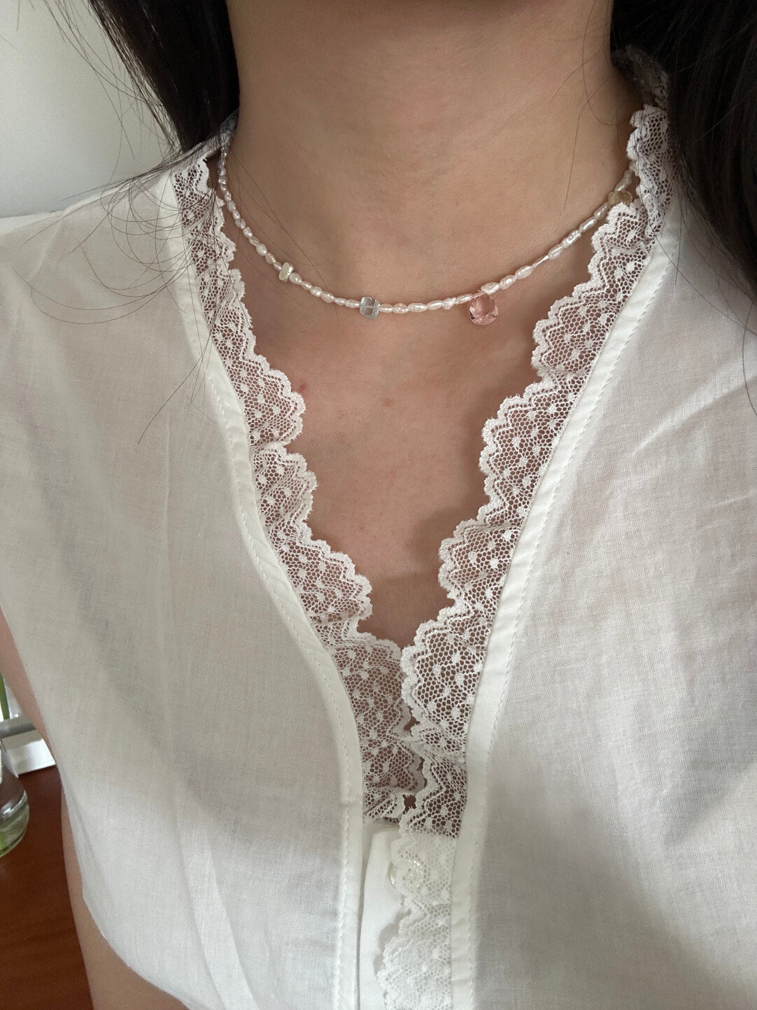 Natural Stone Pearl Colorful Necklace