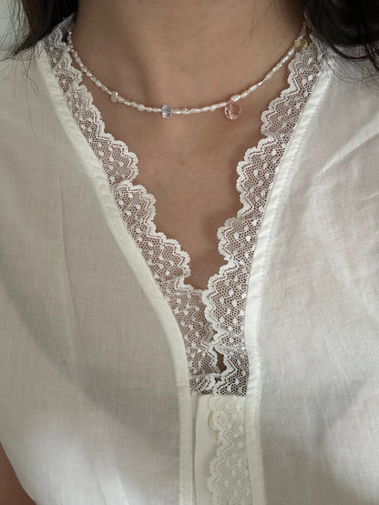 Natural Stone Pearl Colorful Necklace