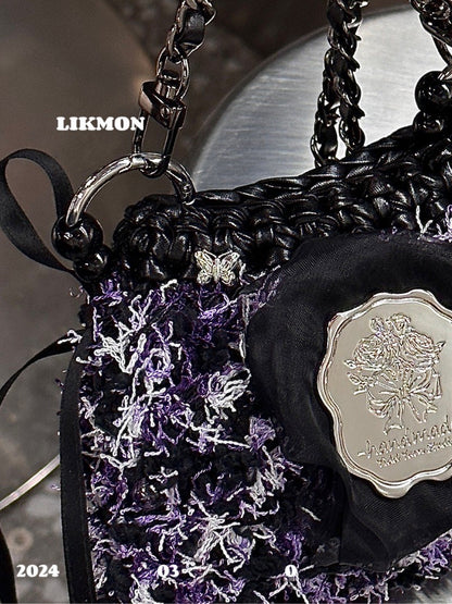Nightingale Purple Crochet Crossbody Bag