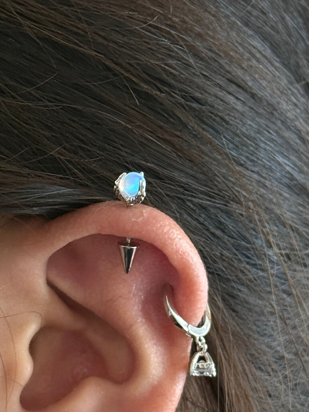 Nothing And Others Threaded Screw Flat Black Earring