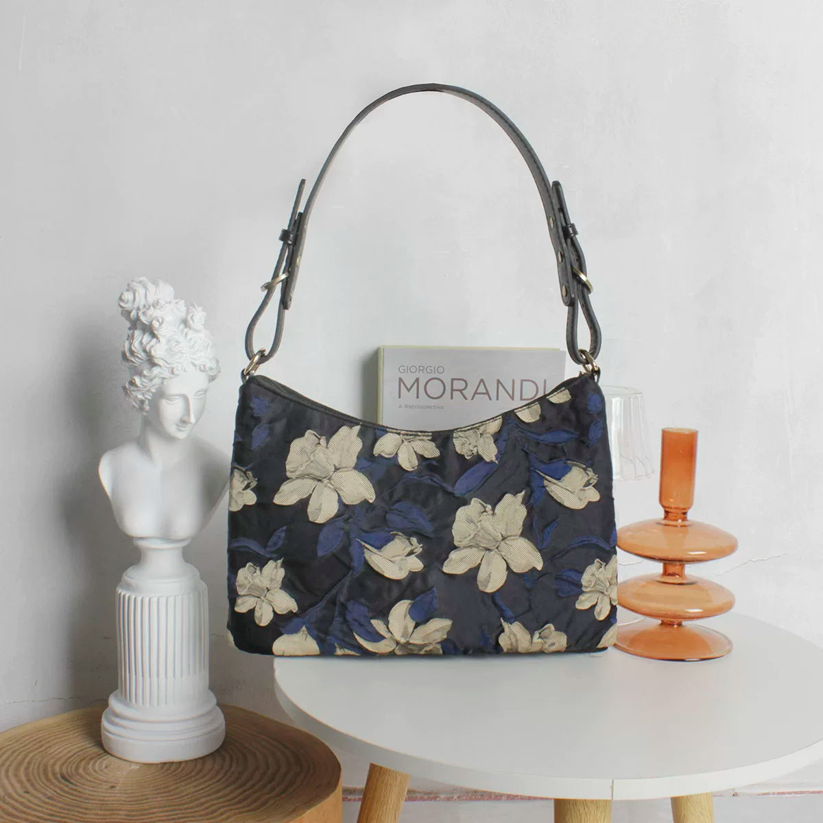 Black Floral Print Shoulder Bag | Bag | Three Fleas
