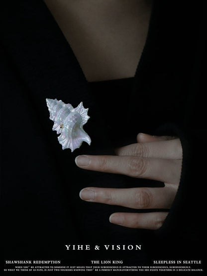 Handmade Ceramic Conch Brooch