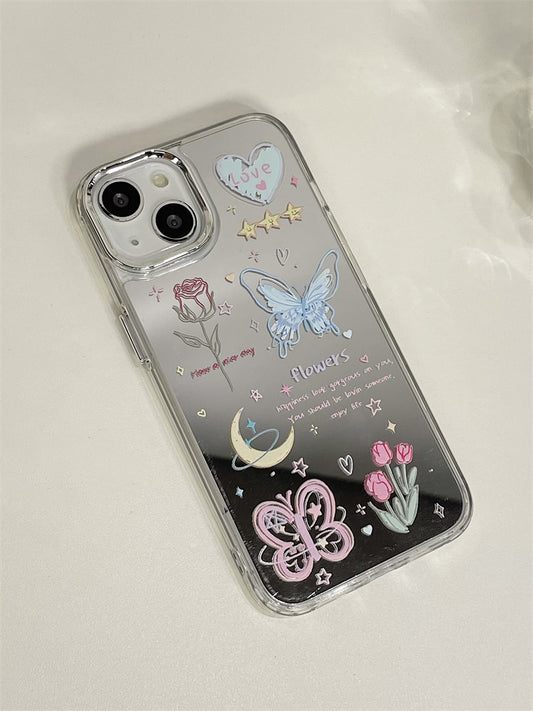 Love butterfly summer vibe mirror phone case | iPhone Case | Three Fleas
