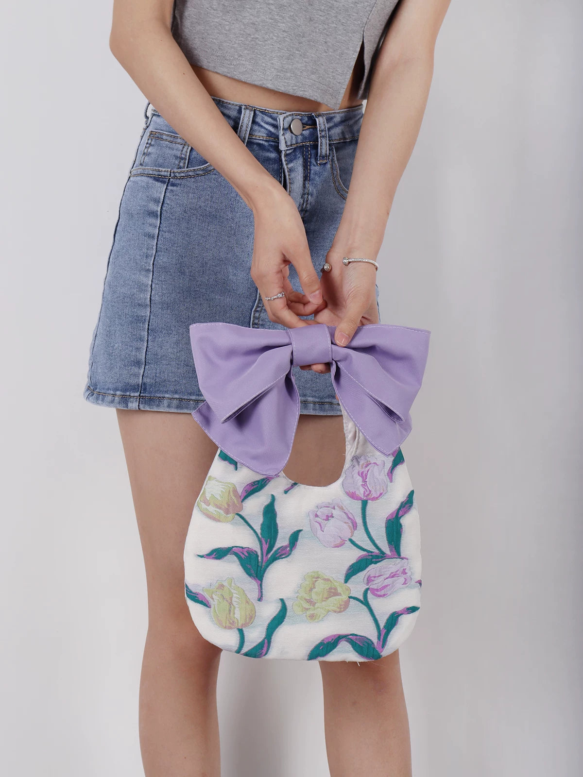 Bow-Print Convertible Handbag