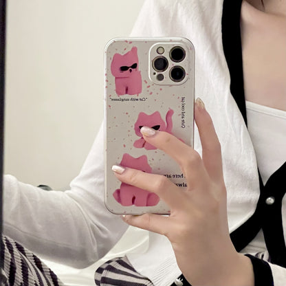 Pink sunglasses cat laser phone case