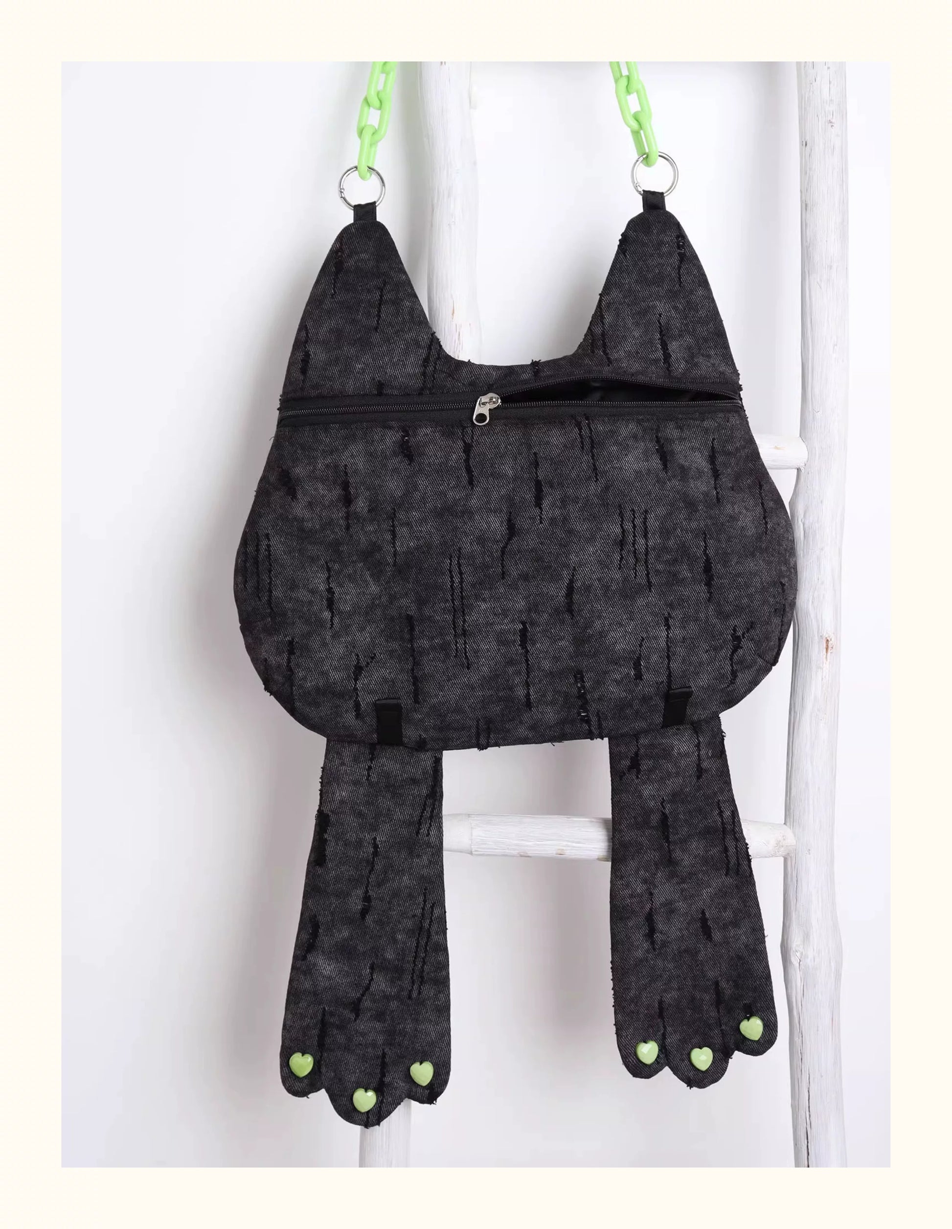 Grumpy Black Cat Convertible Backpack | Bag | Three Fleas