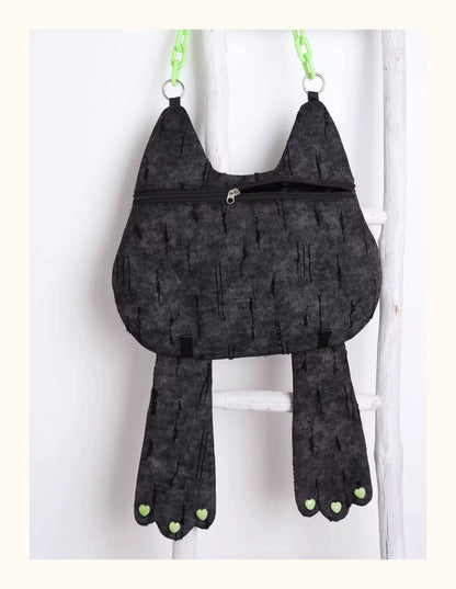 Grumpy Black Cat Convertible Backpack | Bag | Three Fleas