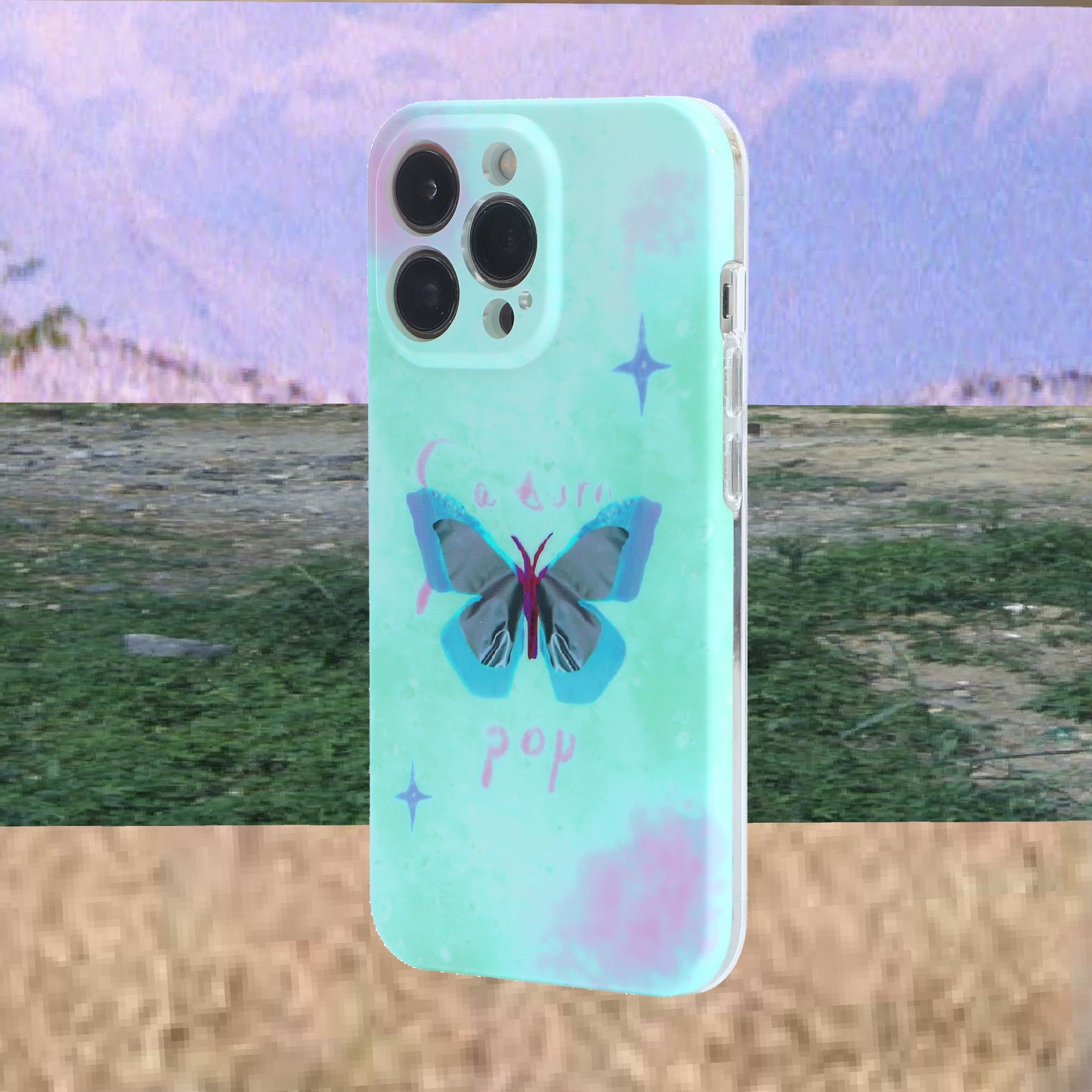 「Original」Blooming  blue butterfly IMD phone case