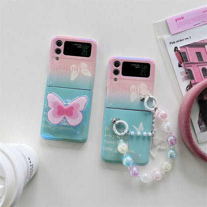 Pink Green Butterfly Galaxy Z Flip3/4 Phone Case